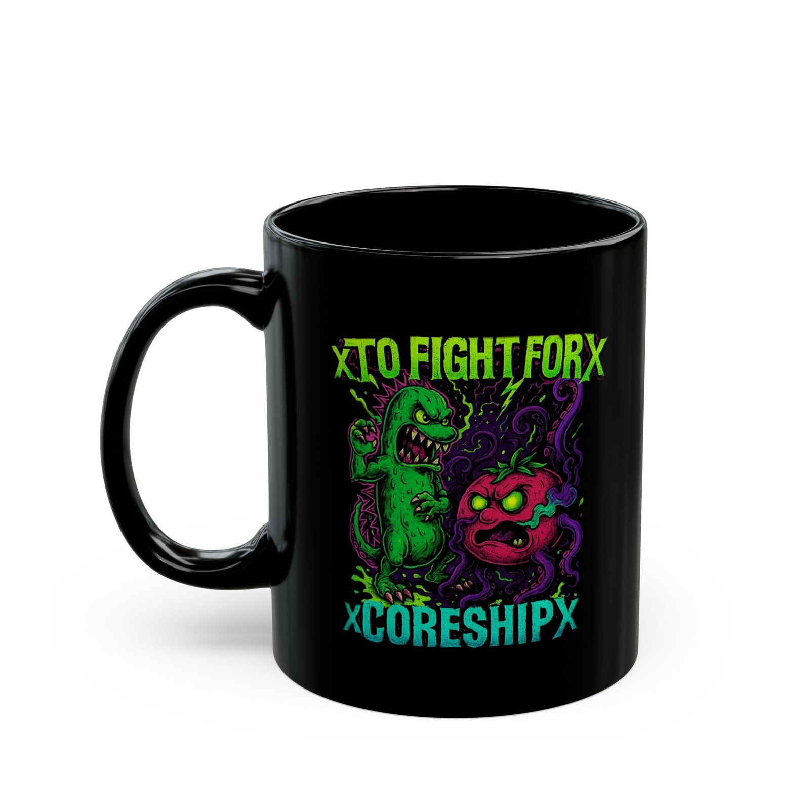 To Fight For - xCORESHIPx Veggies Black Mugs (11oz, 15oz) - Image 3