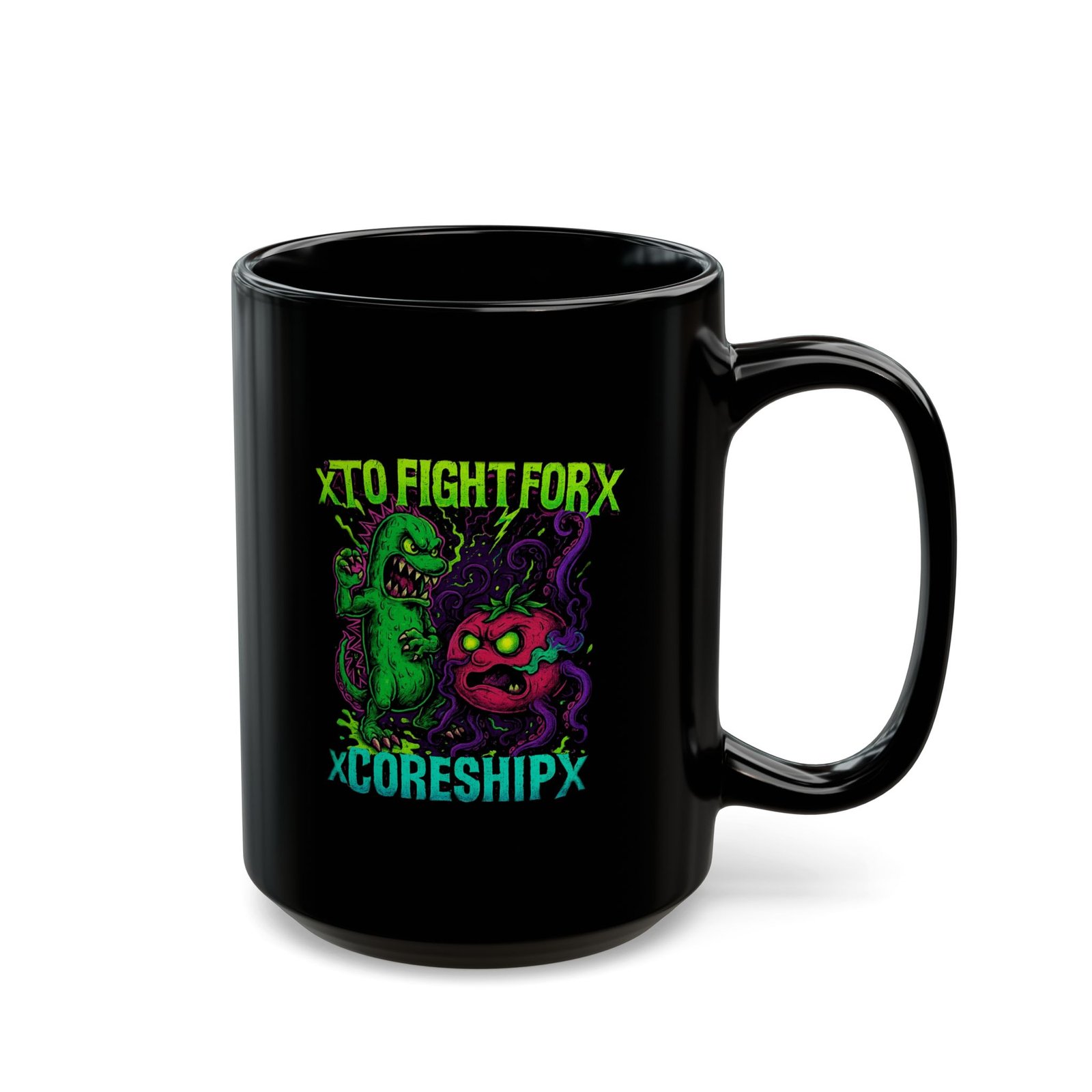 To Fight For - xCORESHIPx Veggies Black Mugs (11oz, 15oz) - Image 6