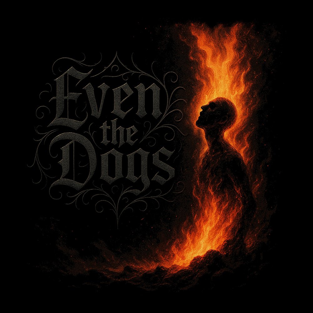 Even The Dogs - Flames - Black Denim Printed Patches (2 sizes)
