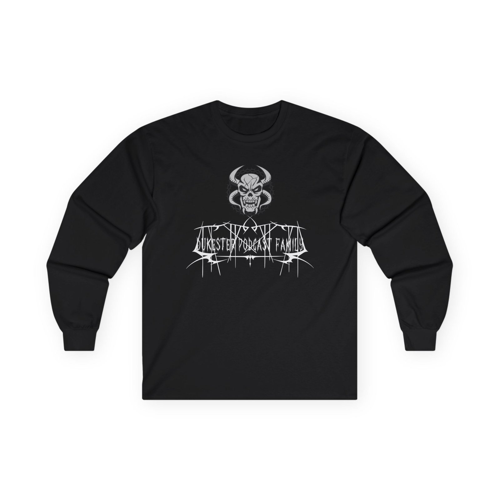 Dukester Podcast Family Heavy Metal Logo Long Sleeve Tshirt