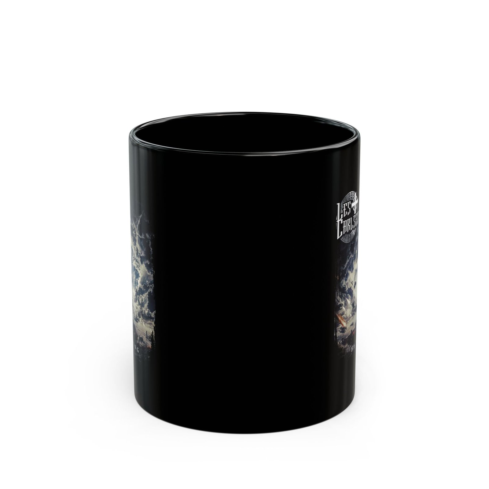 Les Carlsen - He's Coming 11oz Black Mugs - Image 2