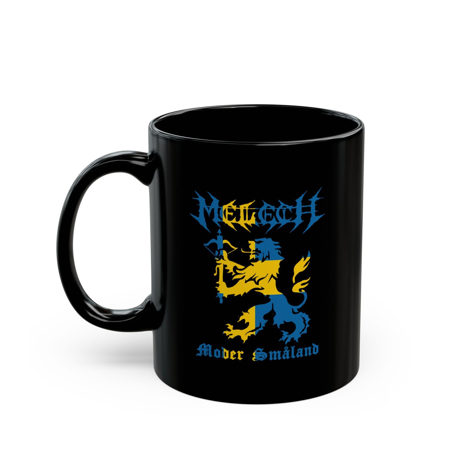 Melech - Moder Småland 11oz Black Mugs (Swedish Flag)