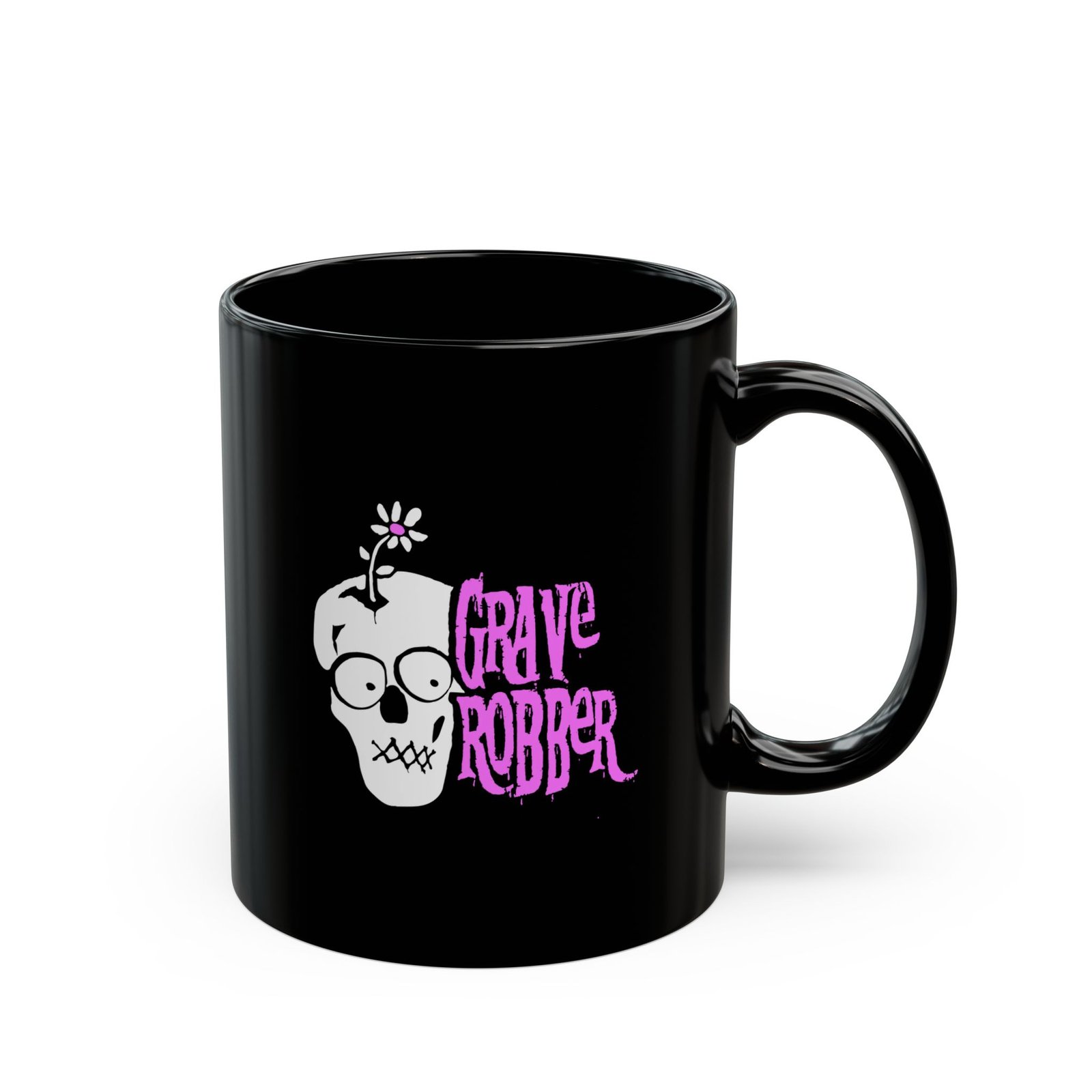Grave Robber Flower And Skull 11oz Black Mugs - Image 3