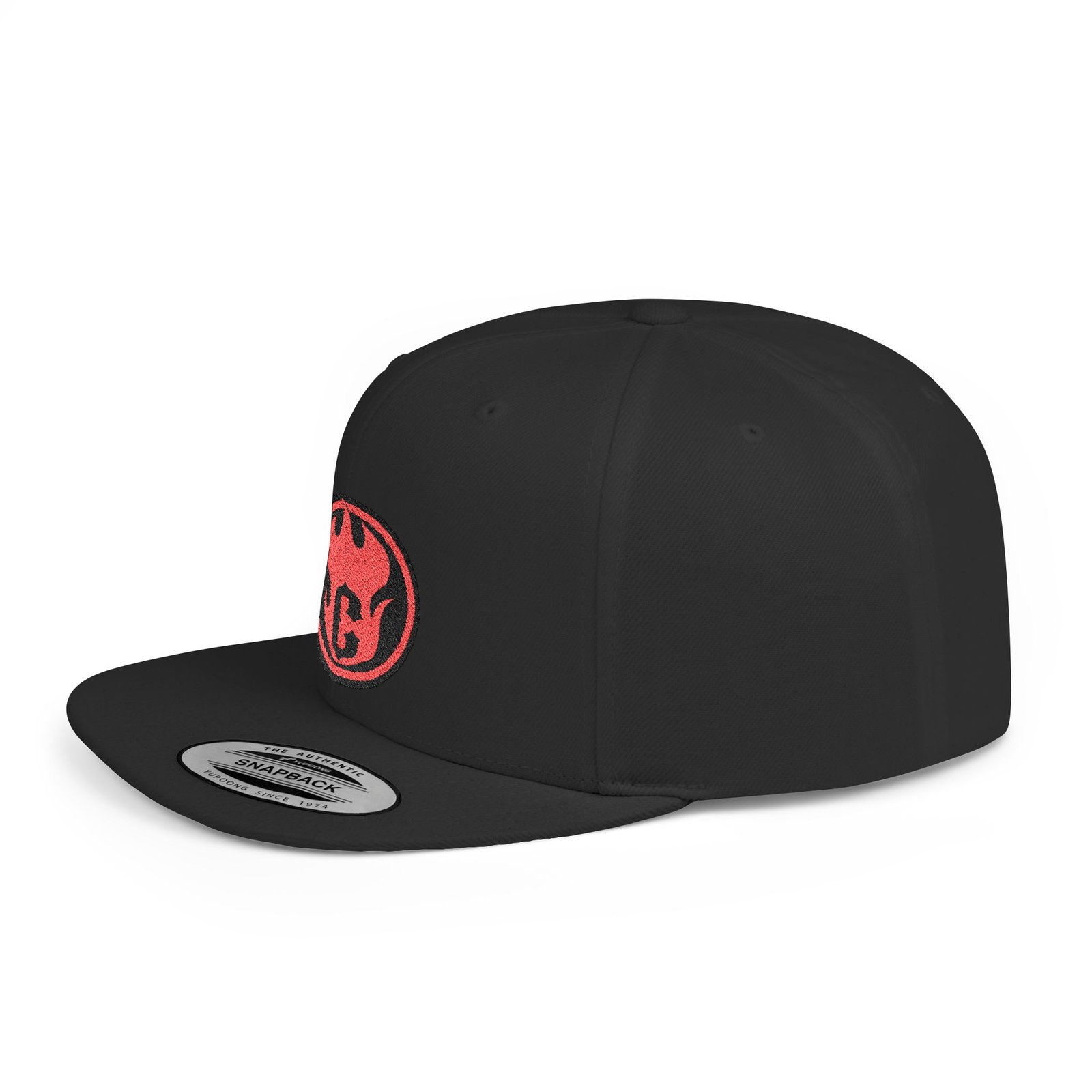 Core Fire Red Circle Embroidered Flat Bill Snapback - Image 3