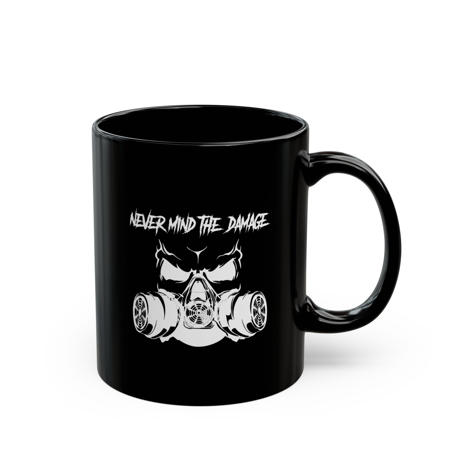 Never Mind The Damage 11oz Black Mugs - Image 3