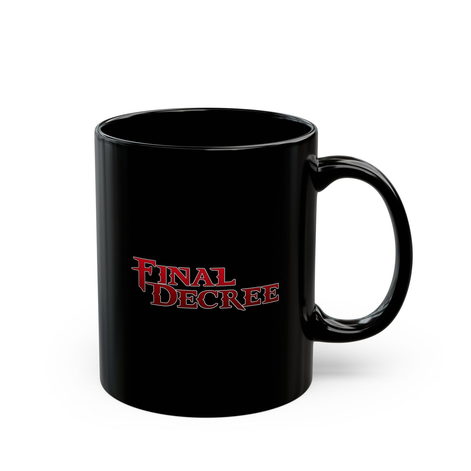Final Decree Red Logo 11oz Black Mugs - Image 3