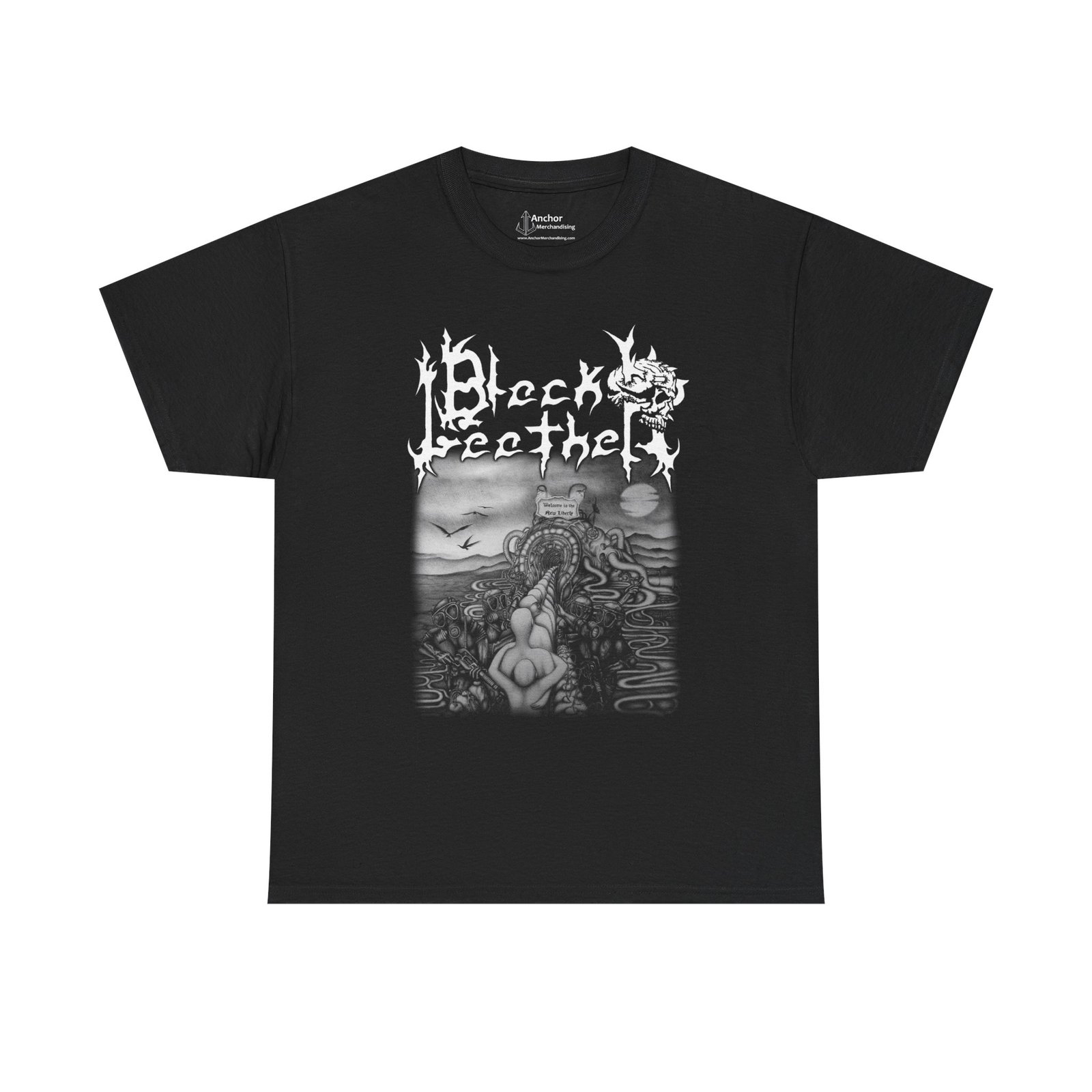 Black Leather - The New Liberty Short Sleeve Tshirt (2-Sided)