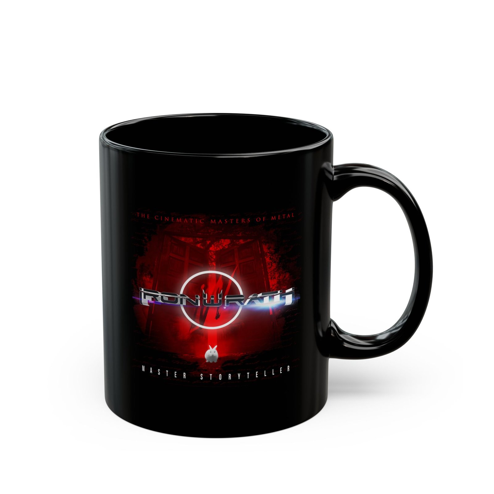 Ironwrath - Master Storyteller Red Raised Print 11oz Black Mugs