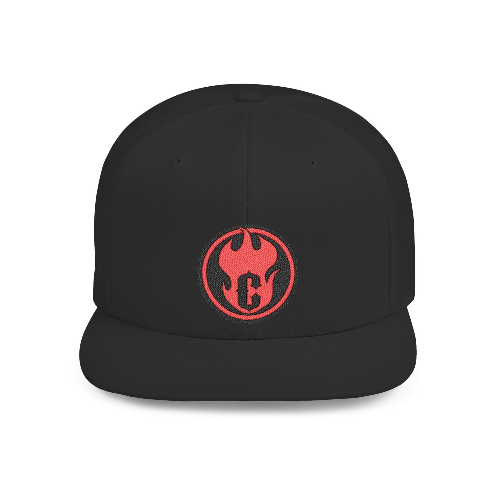 Core Fire Red Circle Embroidered Flat Bill Snapback