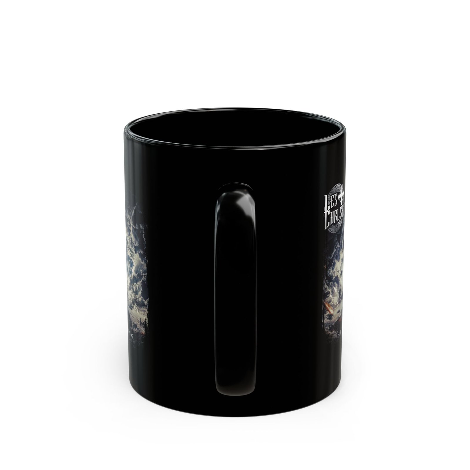 Les Carlsen - He's Coming 11oz Black Mugs - Image 4