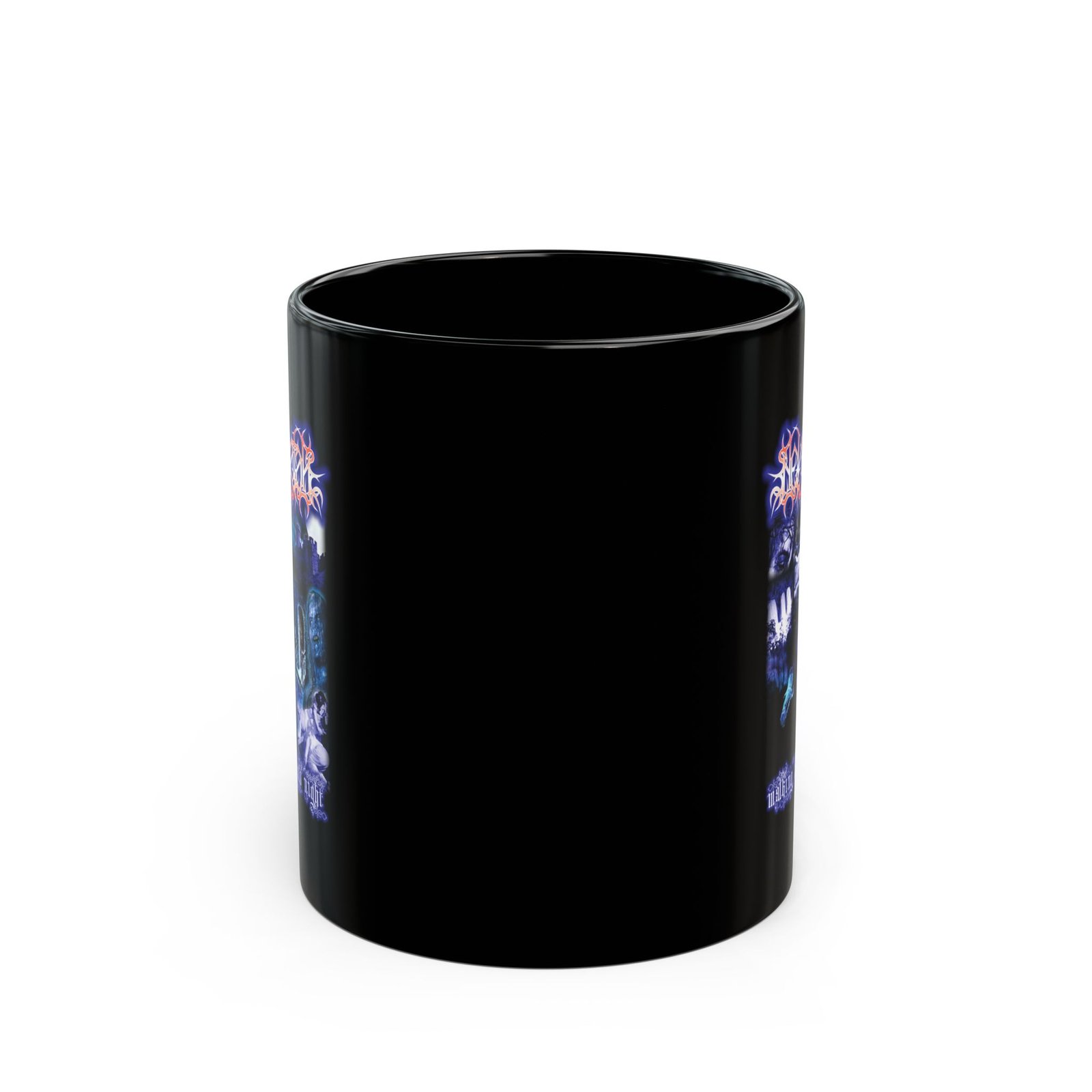 Neversatan - Walking In The Cold Night 11oz Black Mugs - Image 2