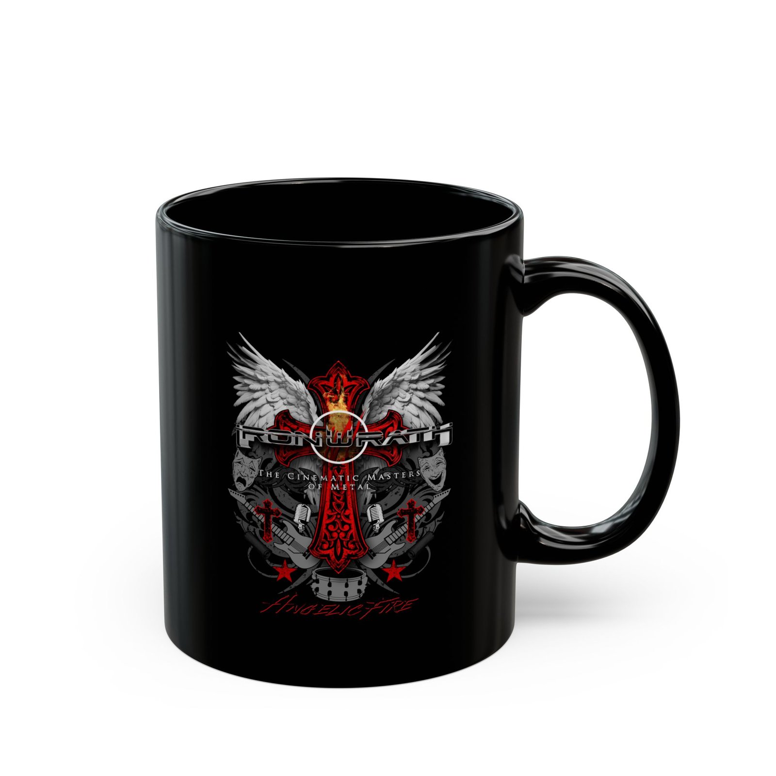 Ironwrath - Angelic Fire Raised Print 11oz Black Mugs