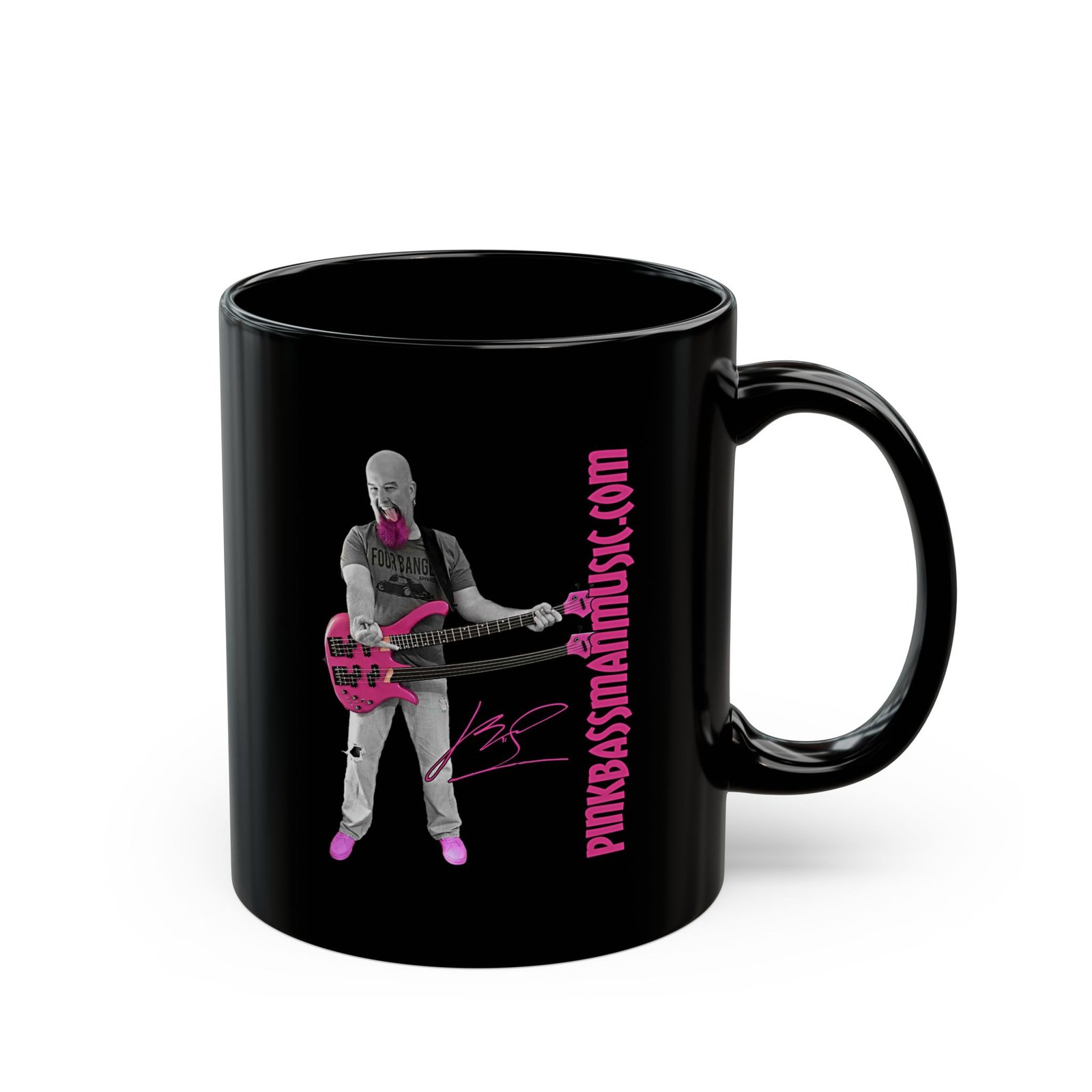 PinkBassMan 11oz Black Mugs - Image 3