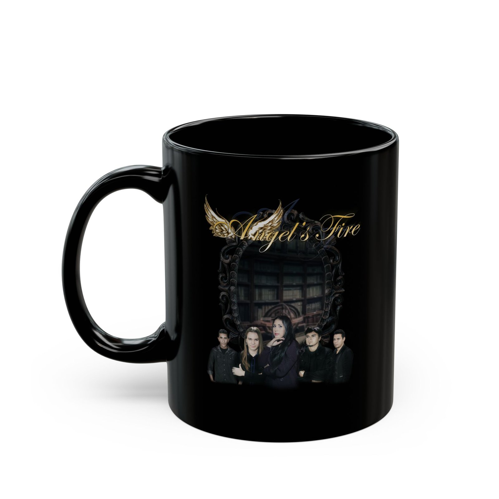 Angel's Fire Photo 11oz Black Mugs