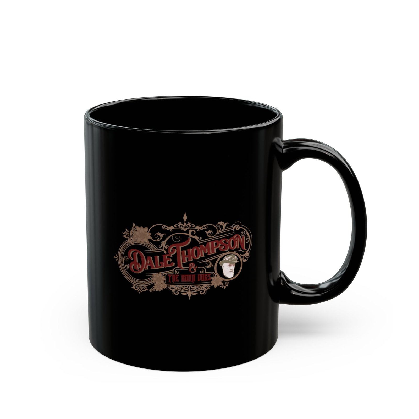 Dale Thompson And The Boon Dogs Logo 11oz Black Mugs - Image 3