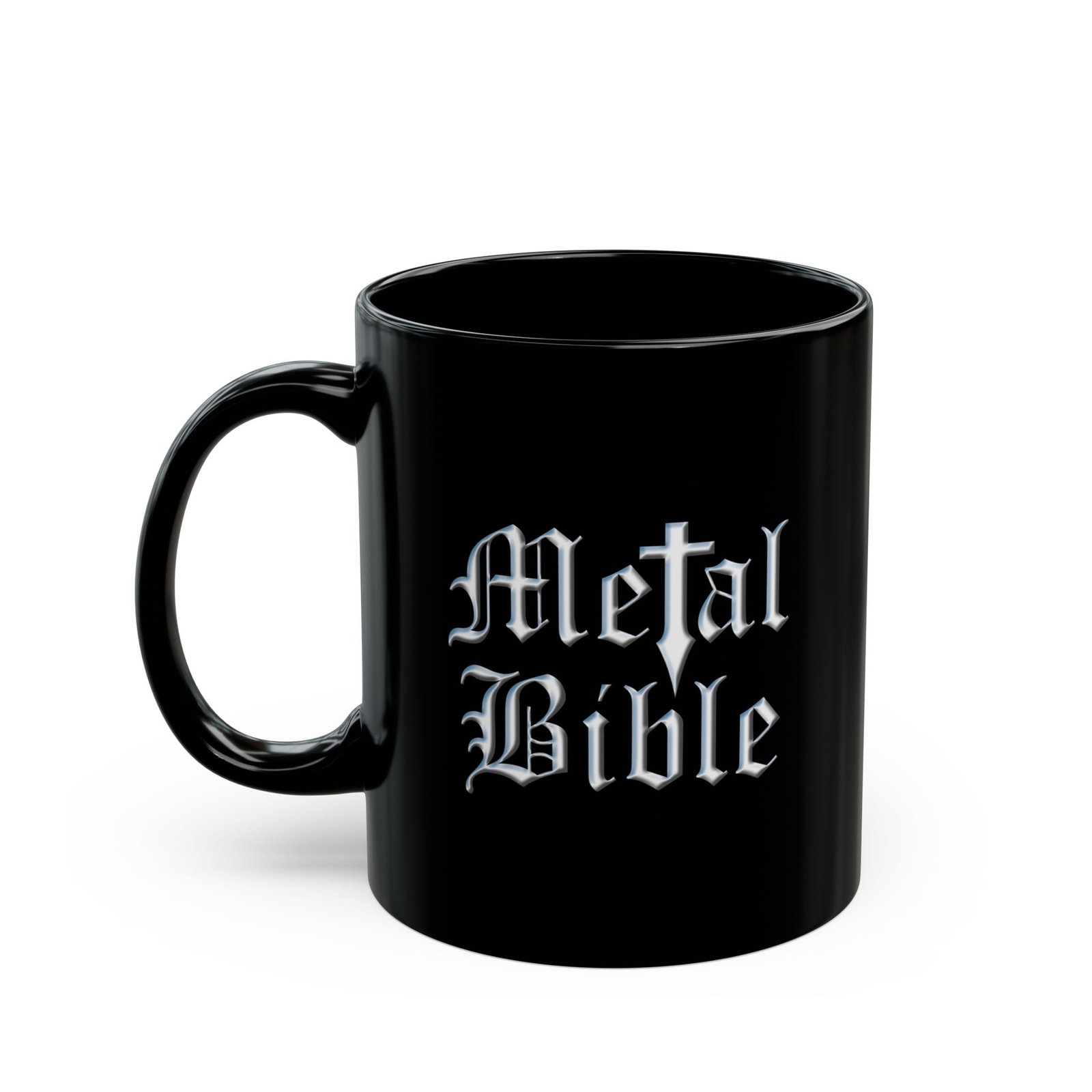 Metal Bible Support New Logo 11oz Black Mugs