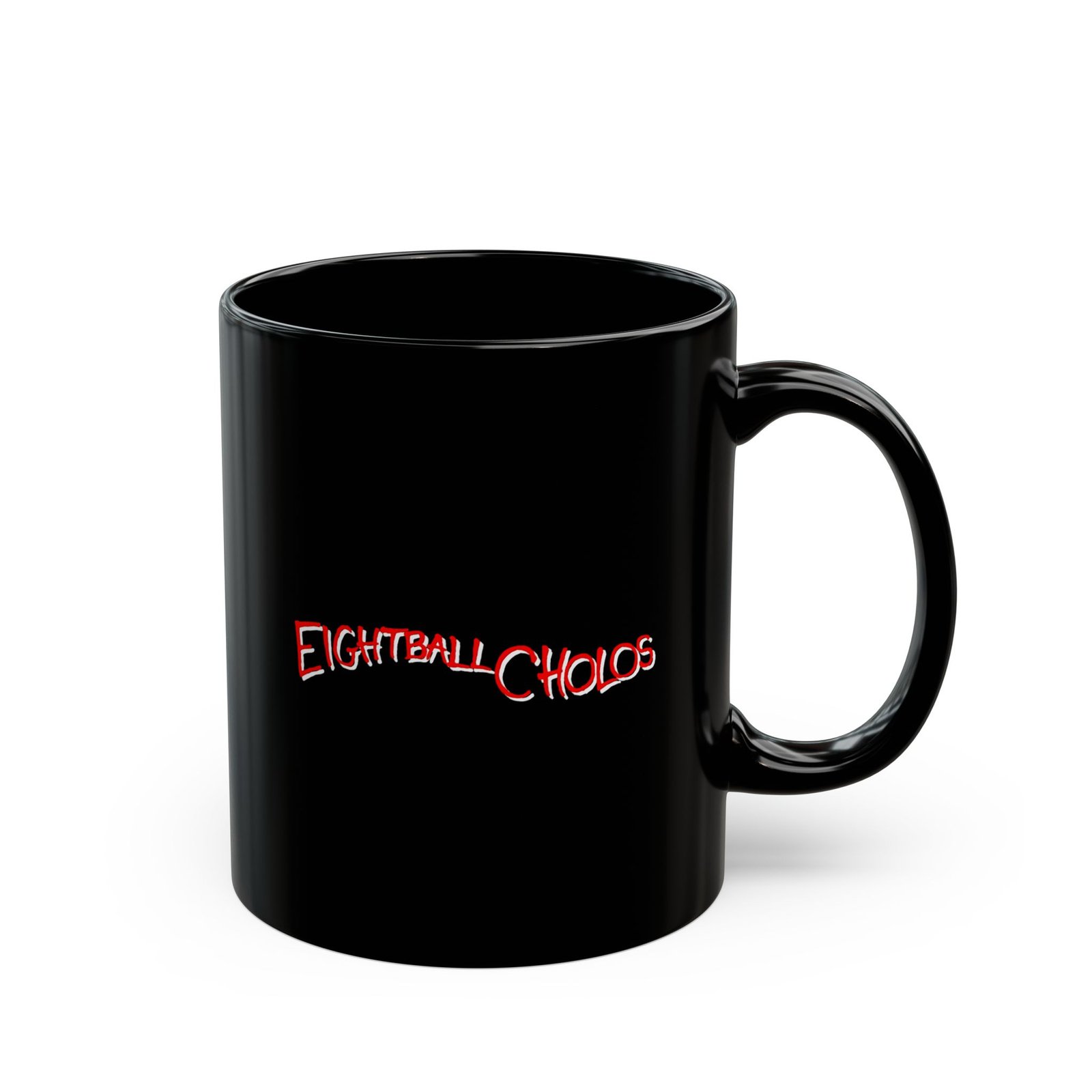 Eightball Cholos Logo 11oz Black Mugs - Image 3