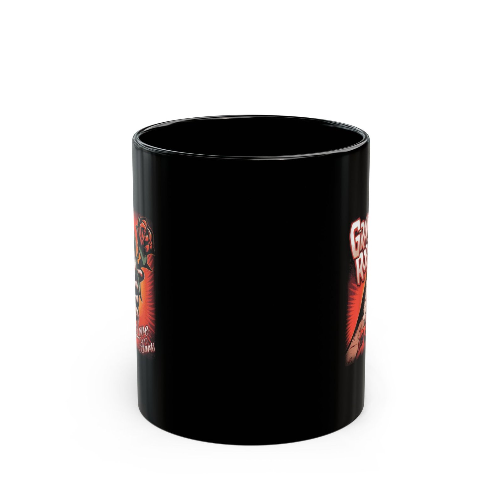 Grave Robber - Love Hurts 11oz Black Mugs - Image 2