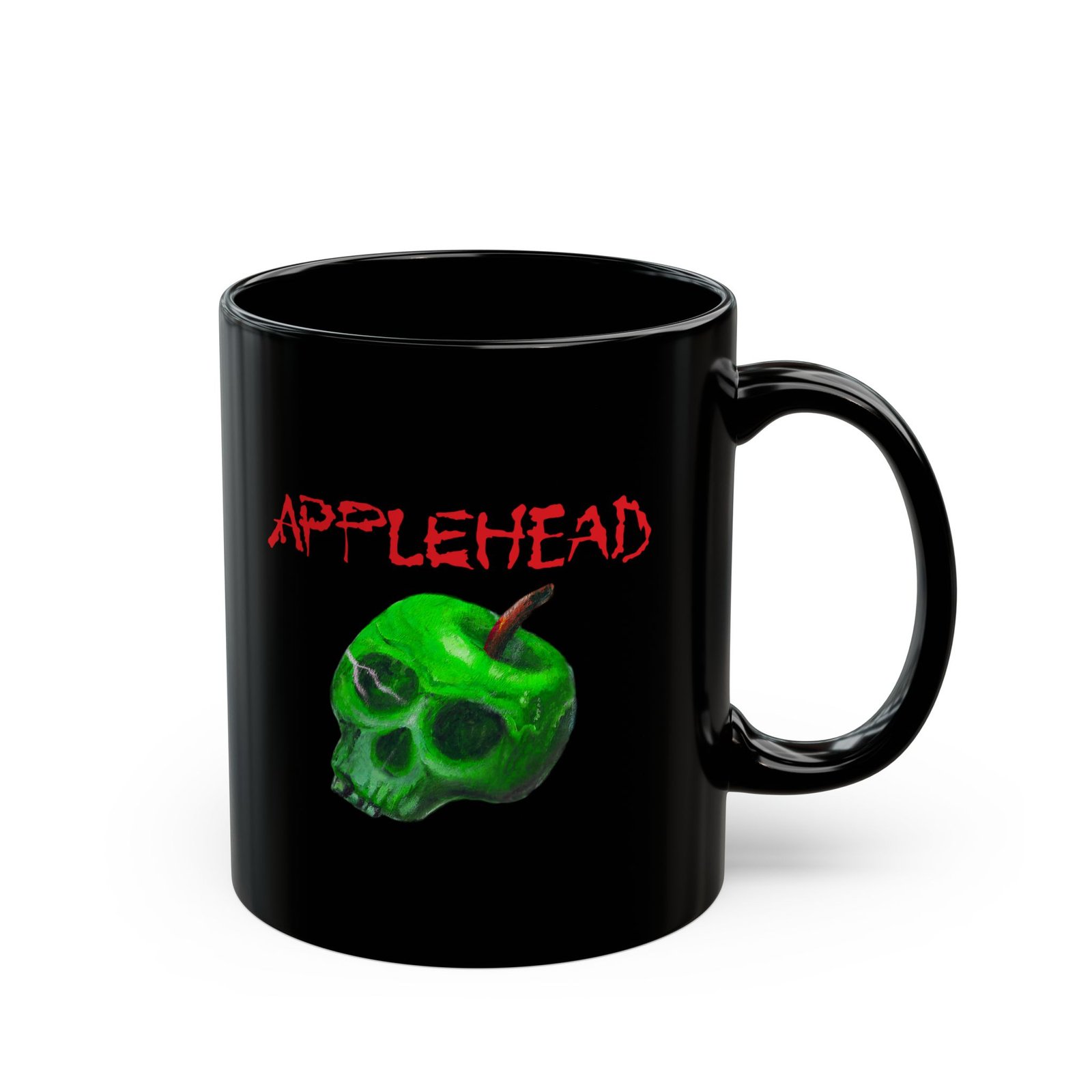 Applehead Green Apple 11oz Black mug - Image 3