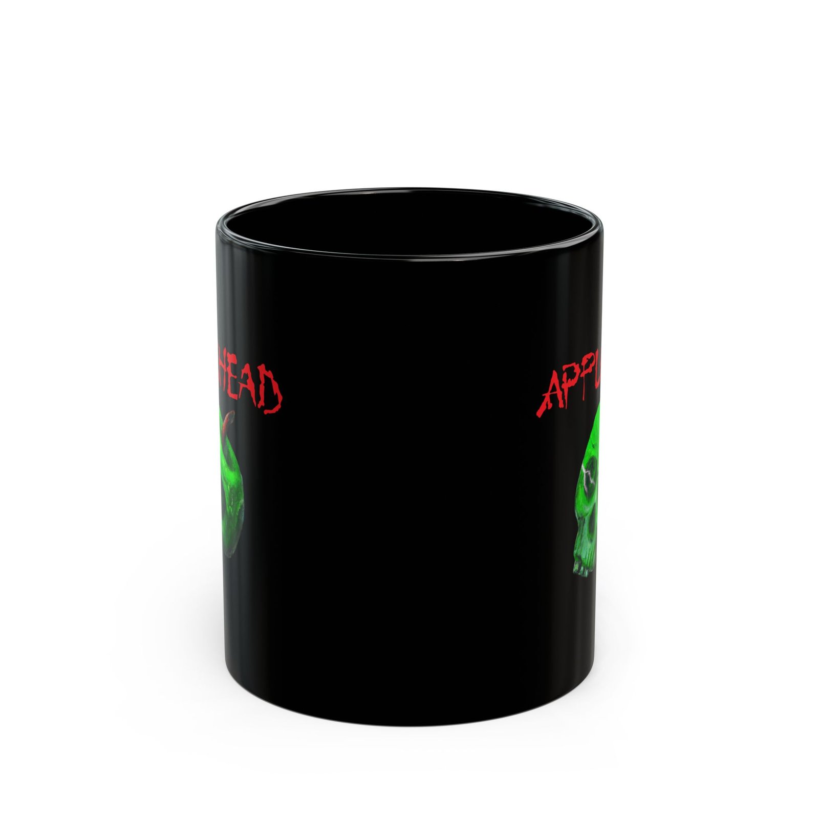 Applehead Green Apple 11oz Black mug - Image 2