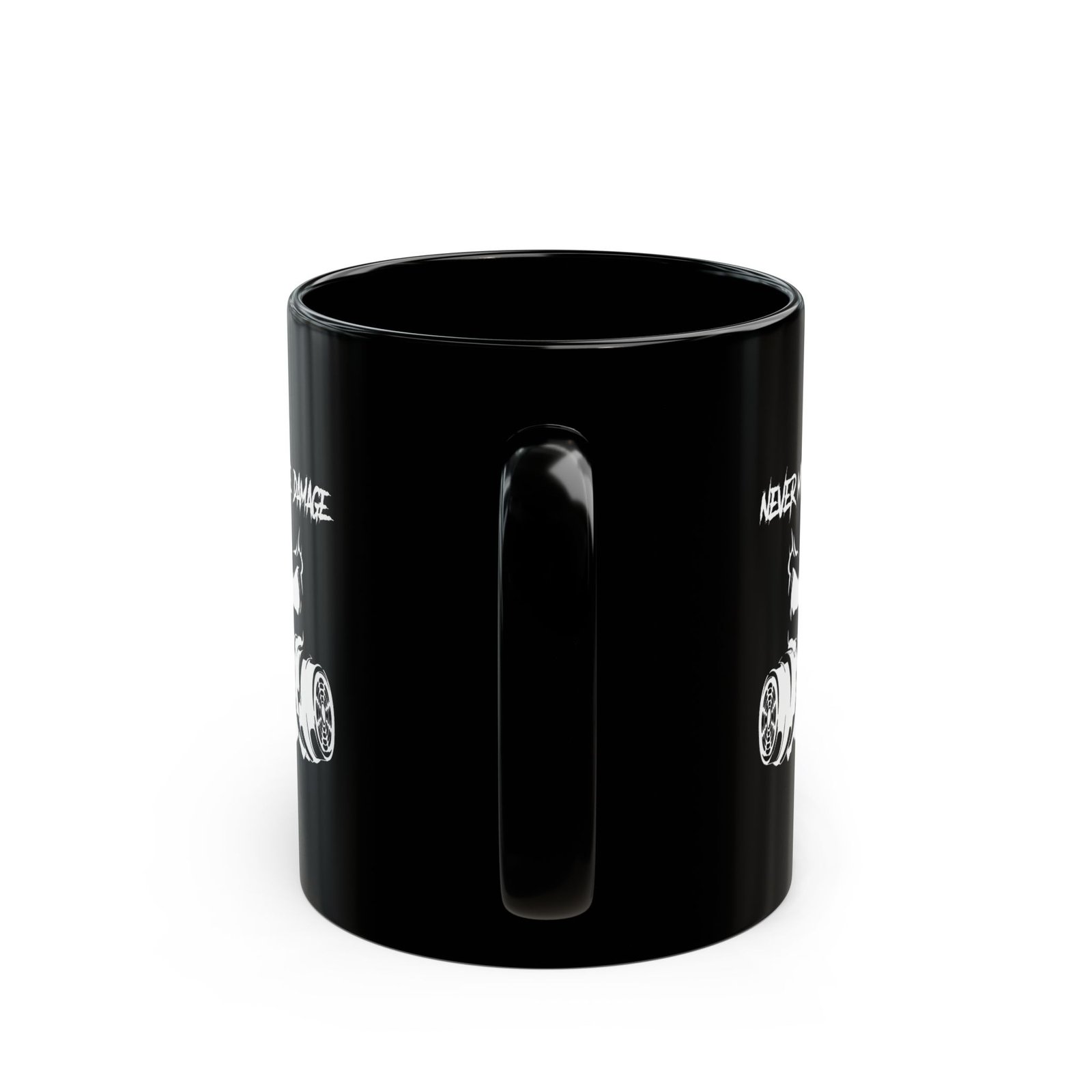Never Mind The Damage 11oz Black Mugs - Image 4