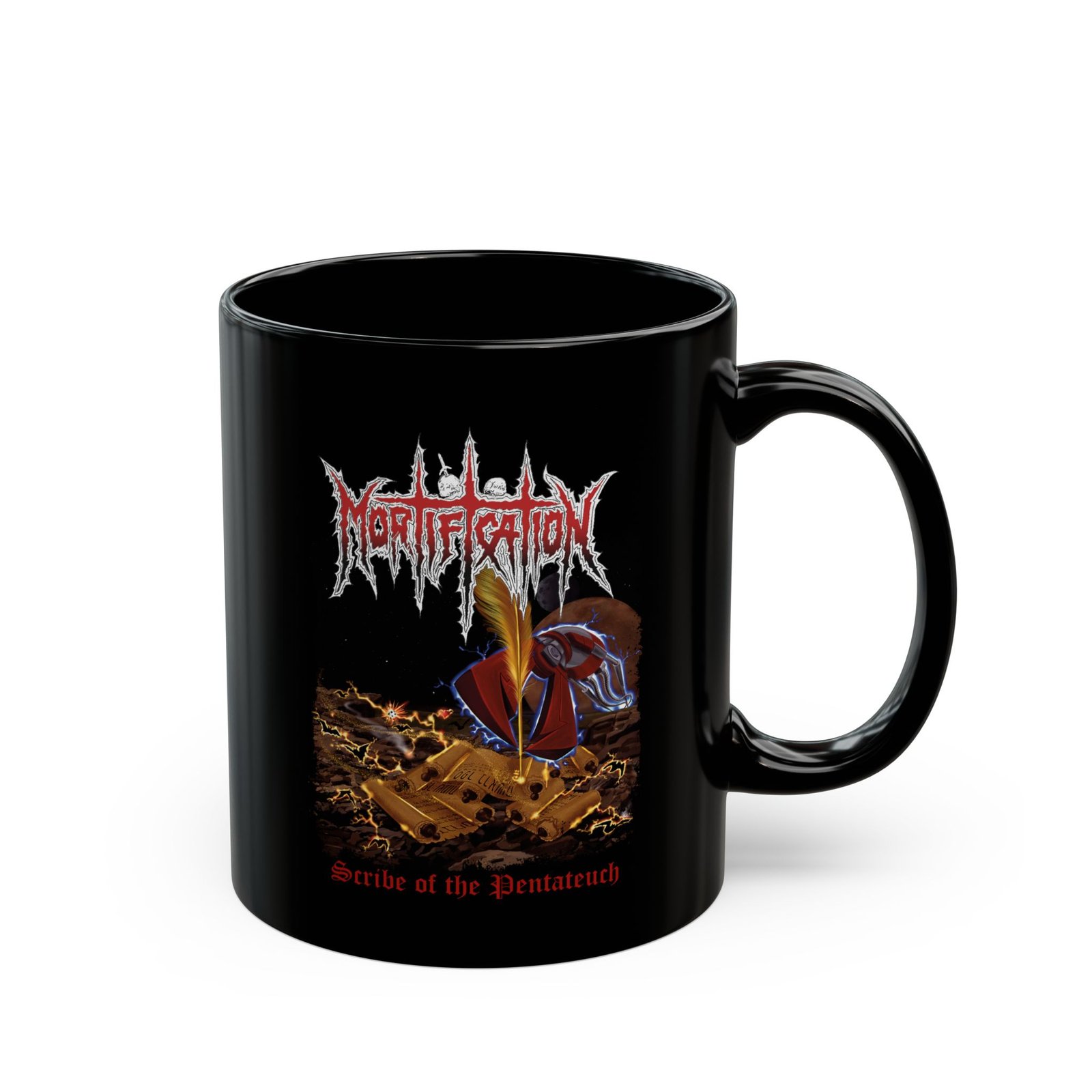 Mortification - Scribe Of The Pentateuch 11oz Black Mugs - Image 3