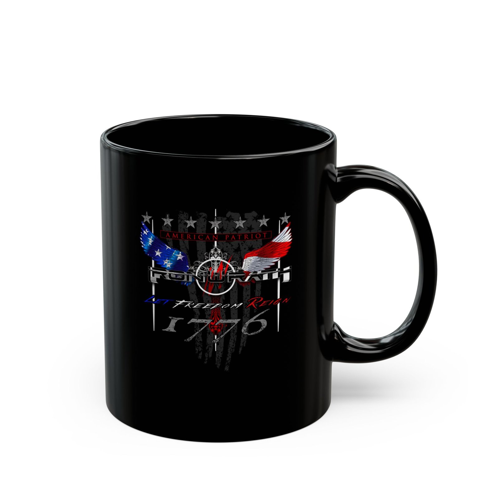 Ironwrath - American Patriot Raised Print 11oz Black Mugs