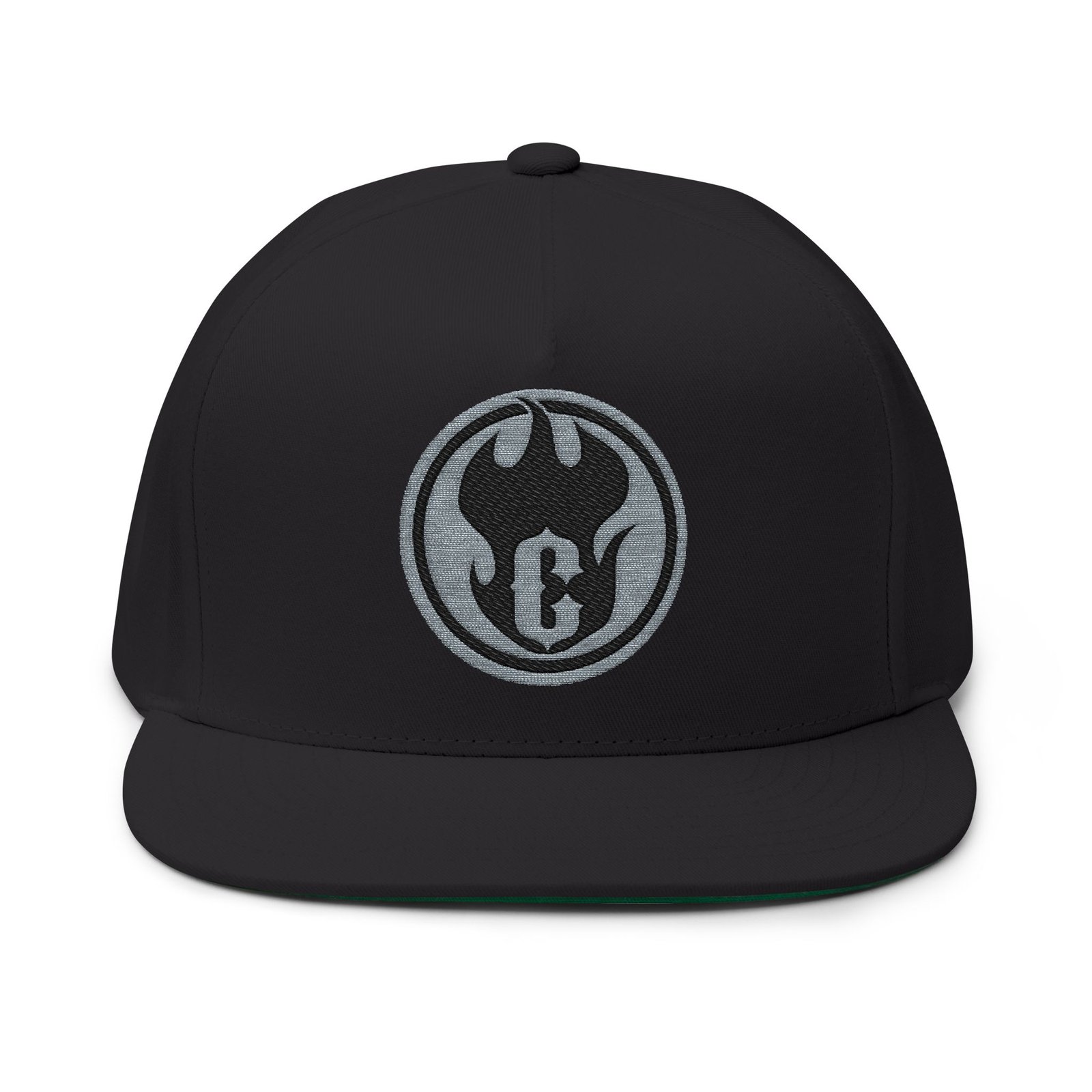 Core Fire Grey Circle Embroidered Flat Bill Cap