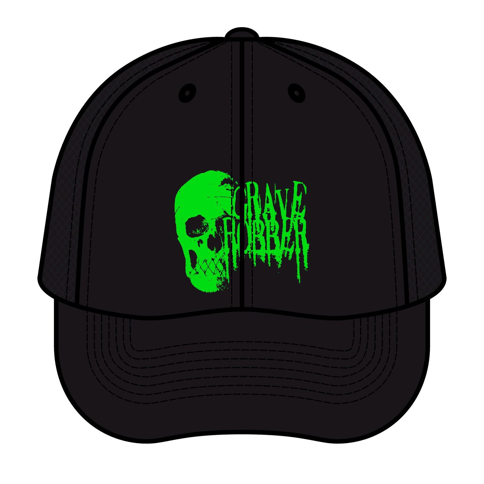 Grave Robber Side Logo Printed Trucker Retro Hat (Green)
