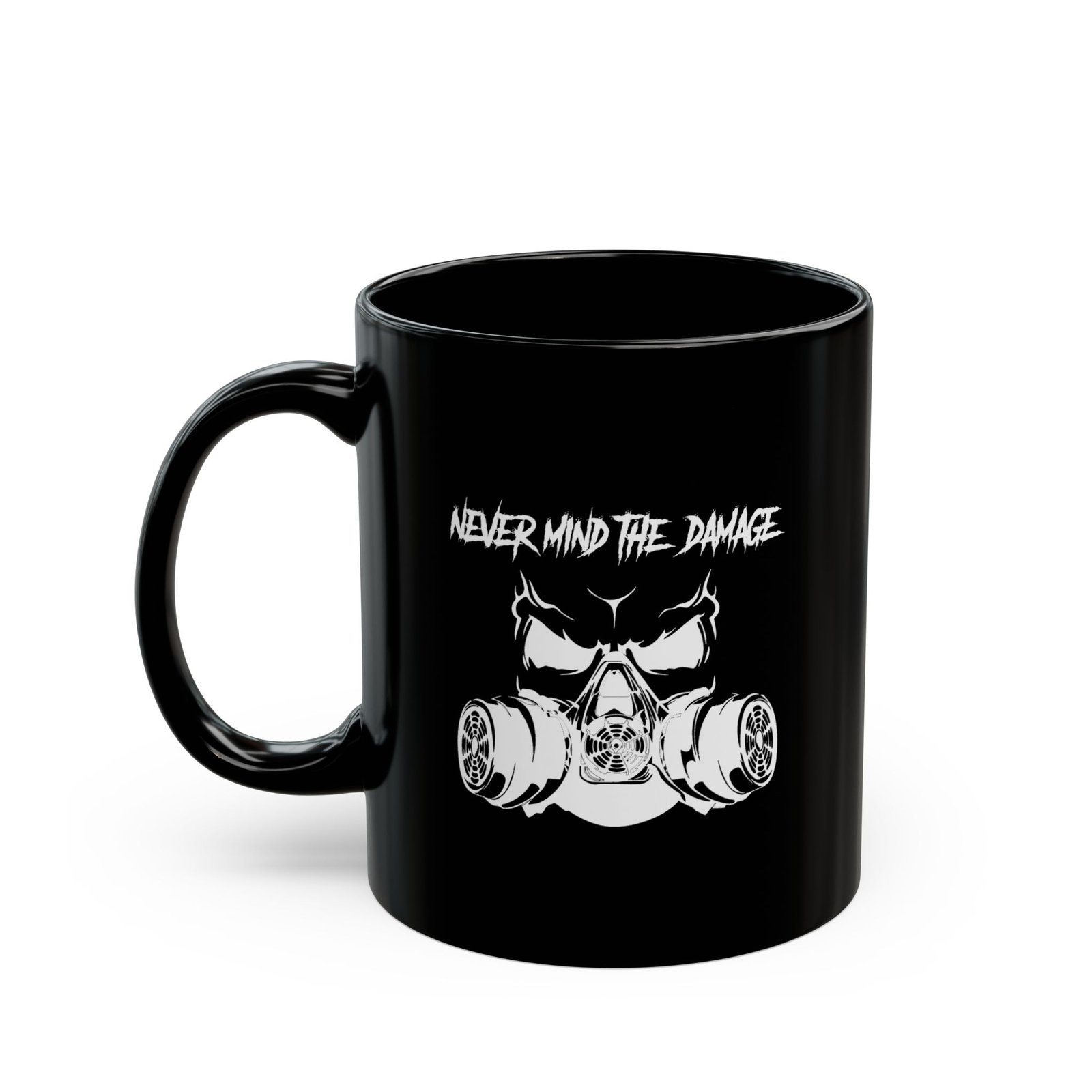 Never Mind The Damage 11oz Black Mugs
