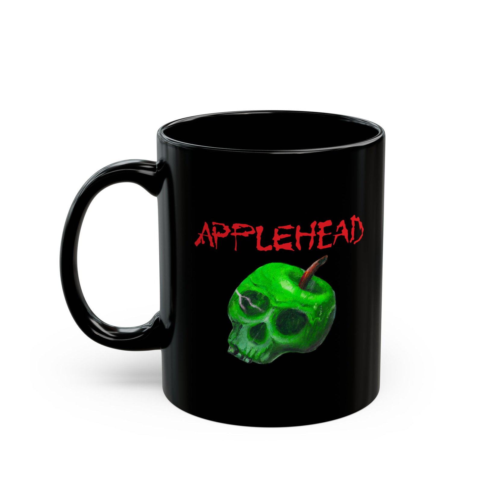 Applehead Green Apple 11oz Black mug