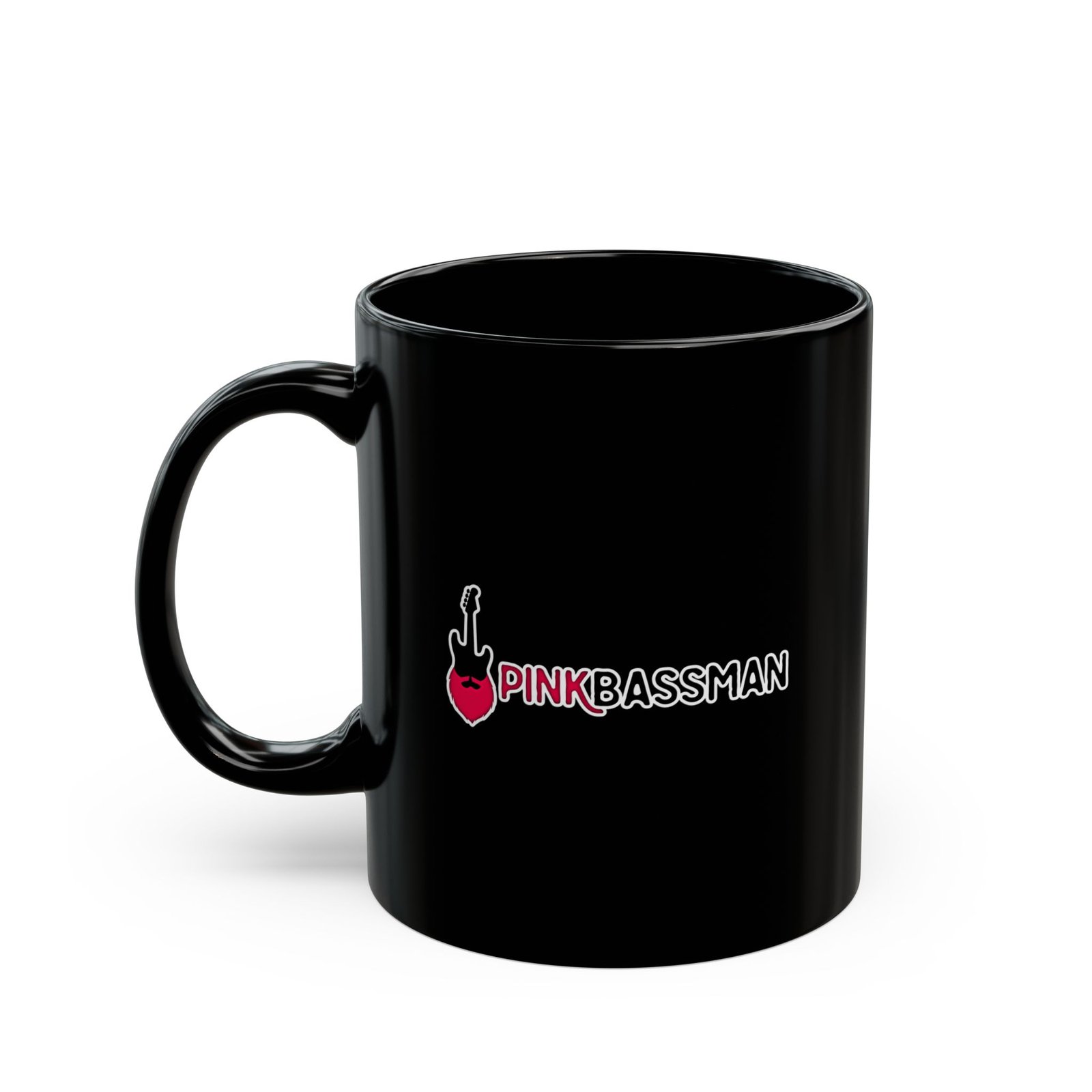 PinkBassMan Logo 11oz Black Mugs