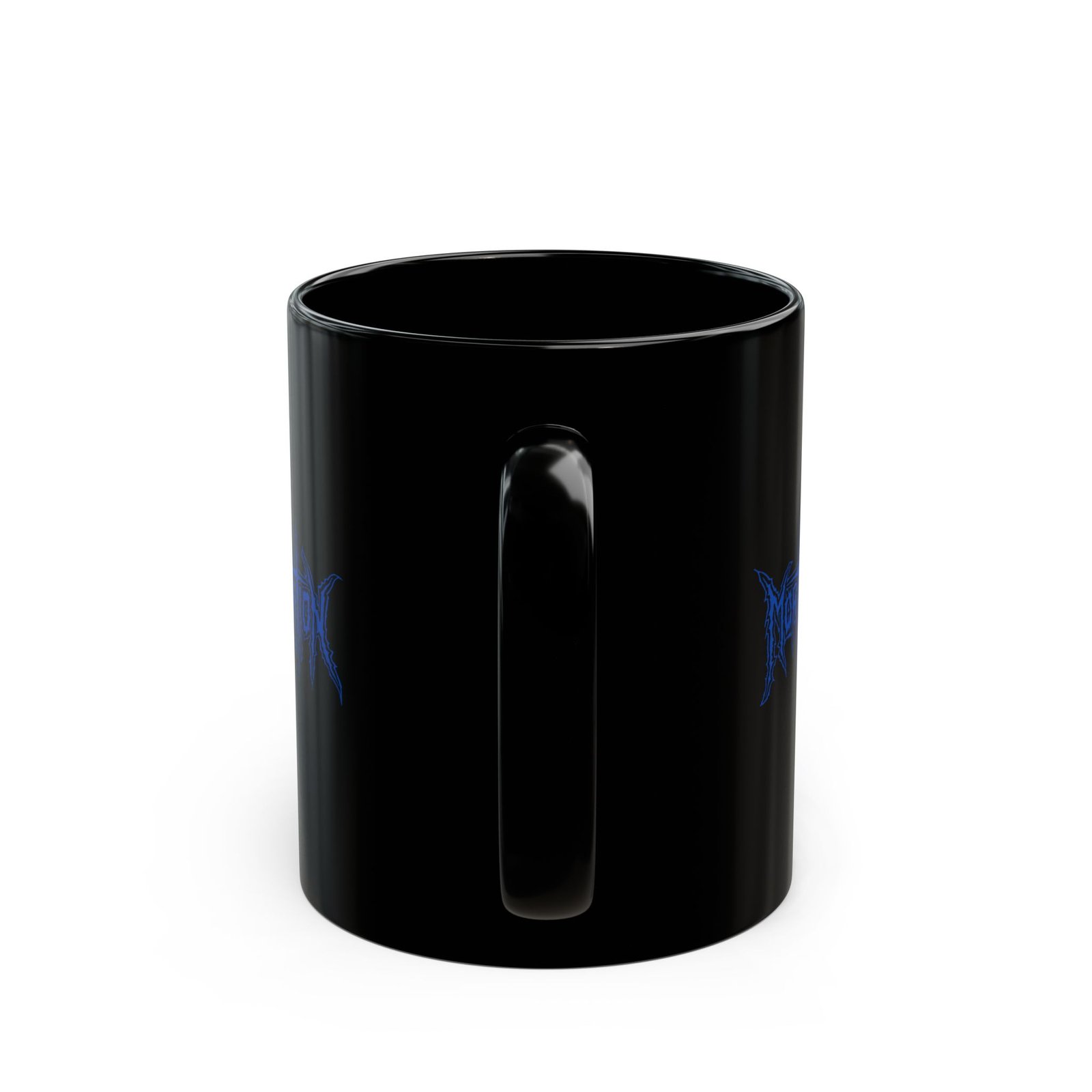 Mortification Logo 11oz Black Mugs (Blue) - Image 4