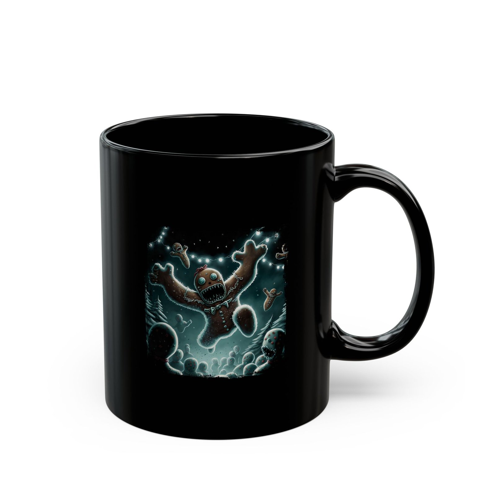 Holiday Horrors - Attack Of The Gingerbread Men 11oz Black Mugs - Image 3