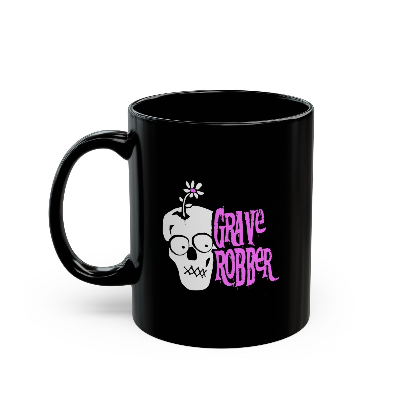 Grave Robber Flower And Skull 11oz Black Mugs
