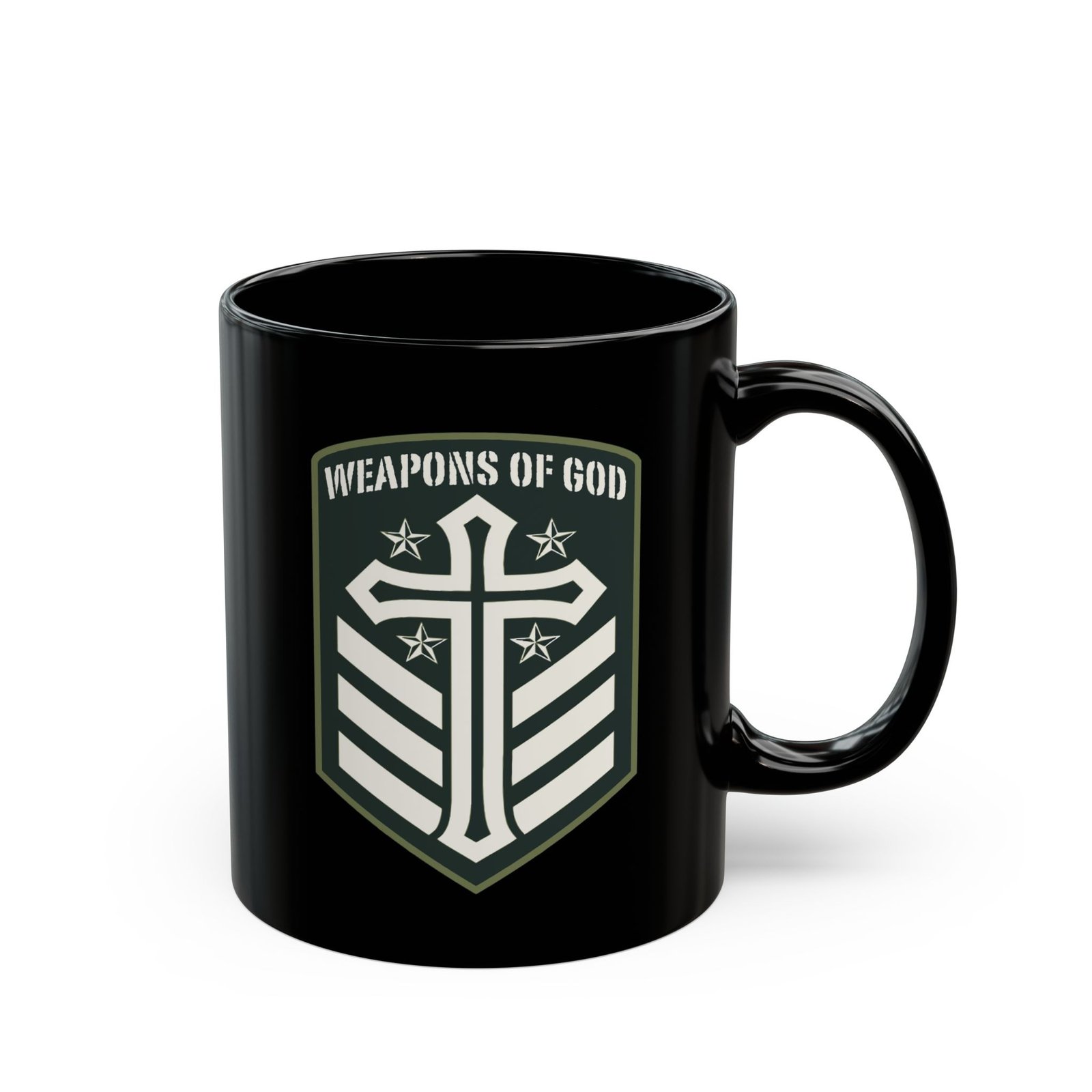 Weapons Of God Emblem 11oz Black Mugs - Image 3