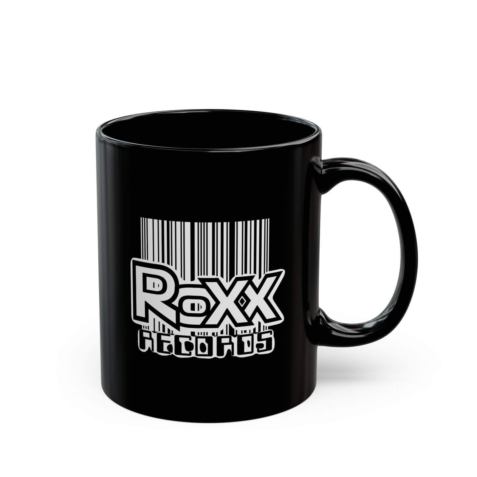 Roxx Records Logo 11oz Black Mugs - Image 3