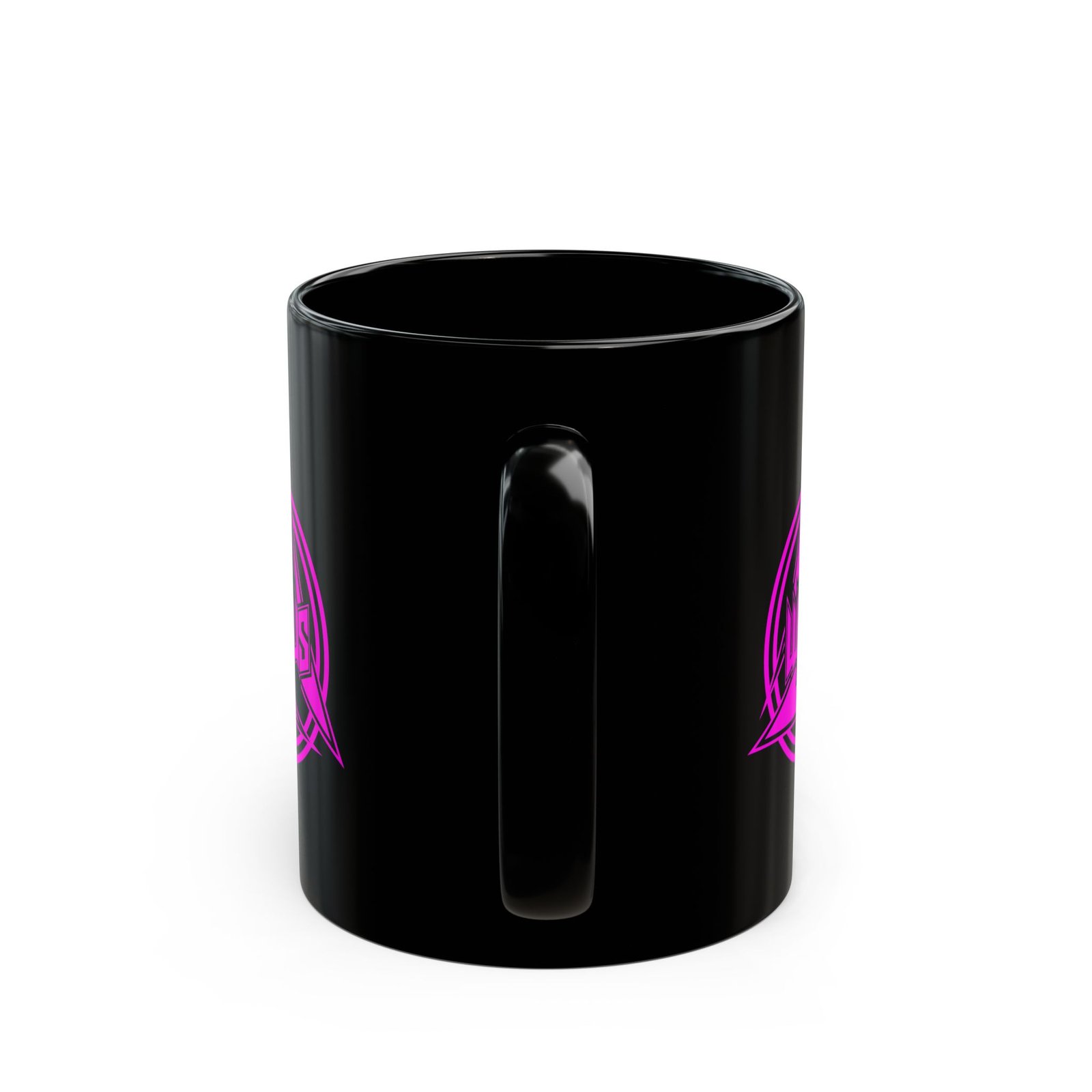 Wanus Pink Logo 11oz Black Mugs - Image 4