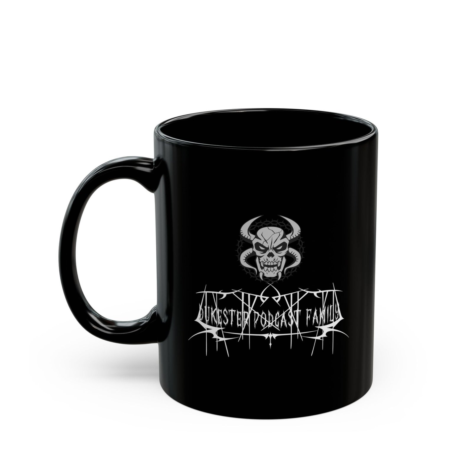 Dukester Podcast Family 11oz Black Mugs