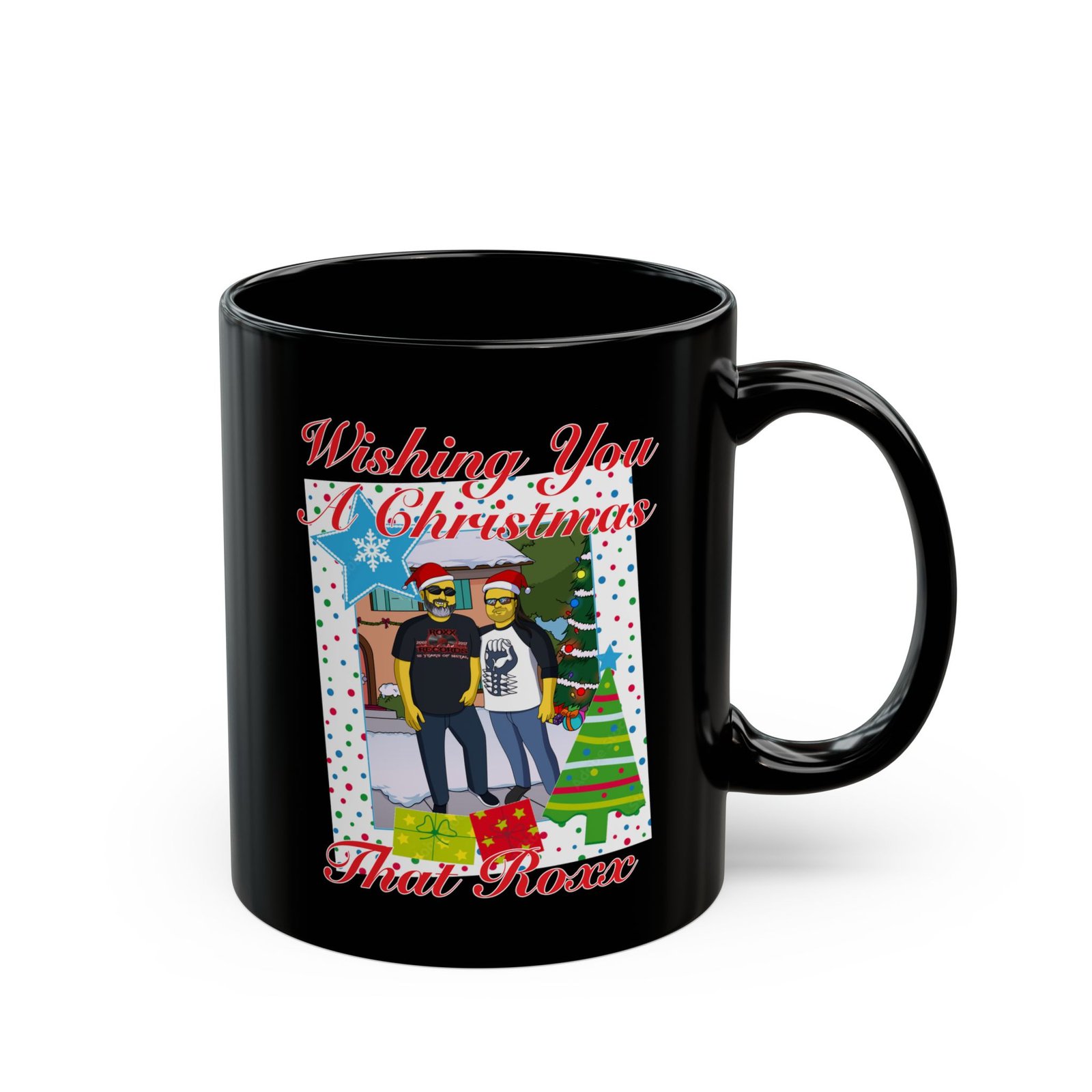 Roxx Productions - Christmas That Roxx 11oz Black Mugs - Image 3