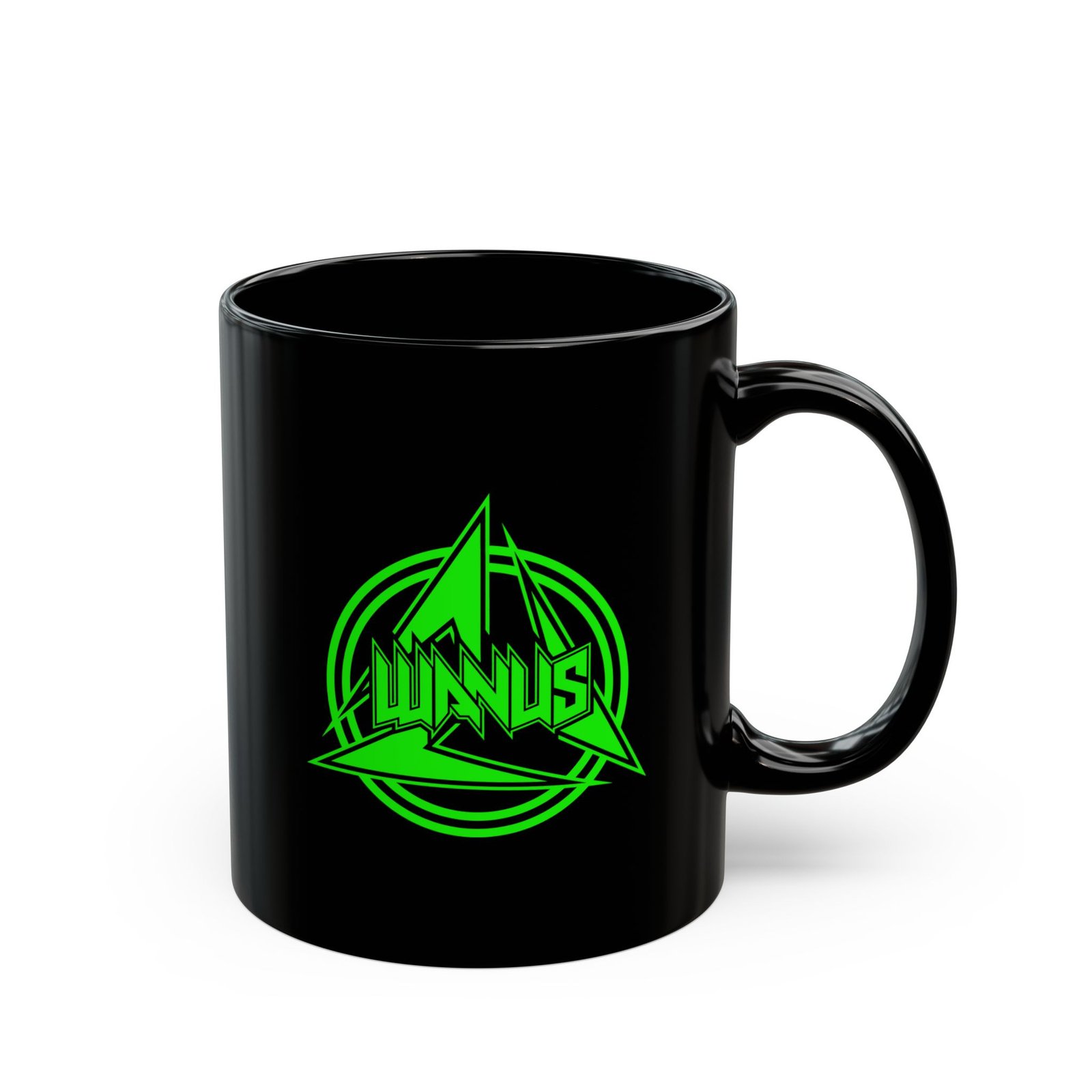 Wanus Green Logo 11oz Black Mugs - Image 3