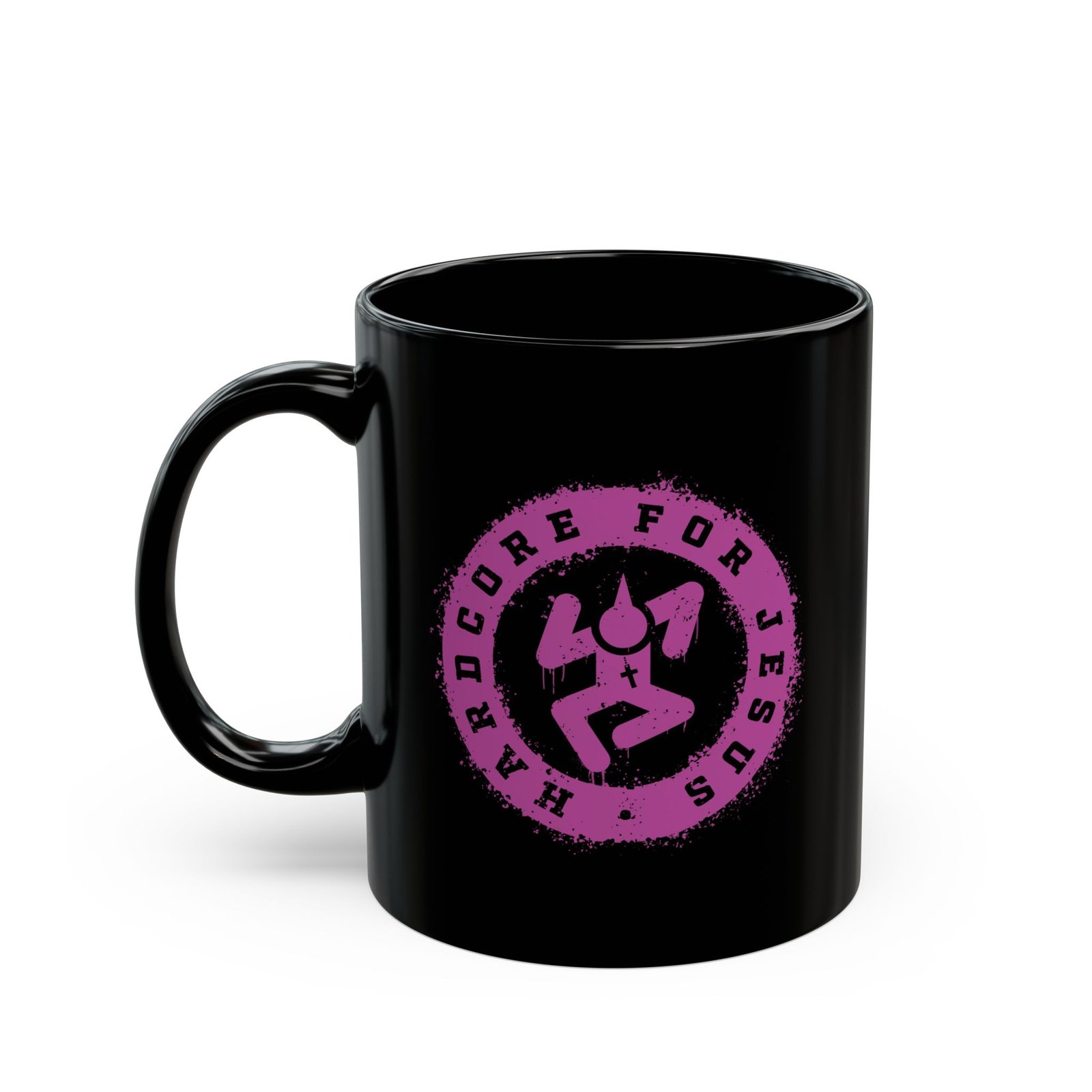 Hardcore For Jesus Purple Logo 11oz Black Mugs