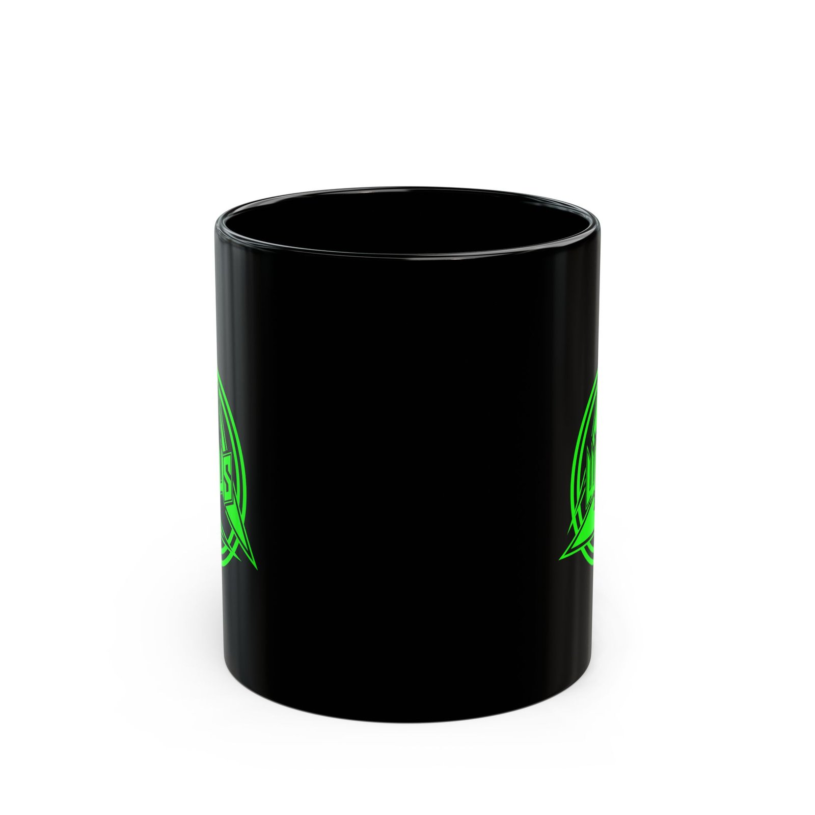 Wanus Green Logo 11oz Black Mugs - Image 2