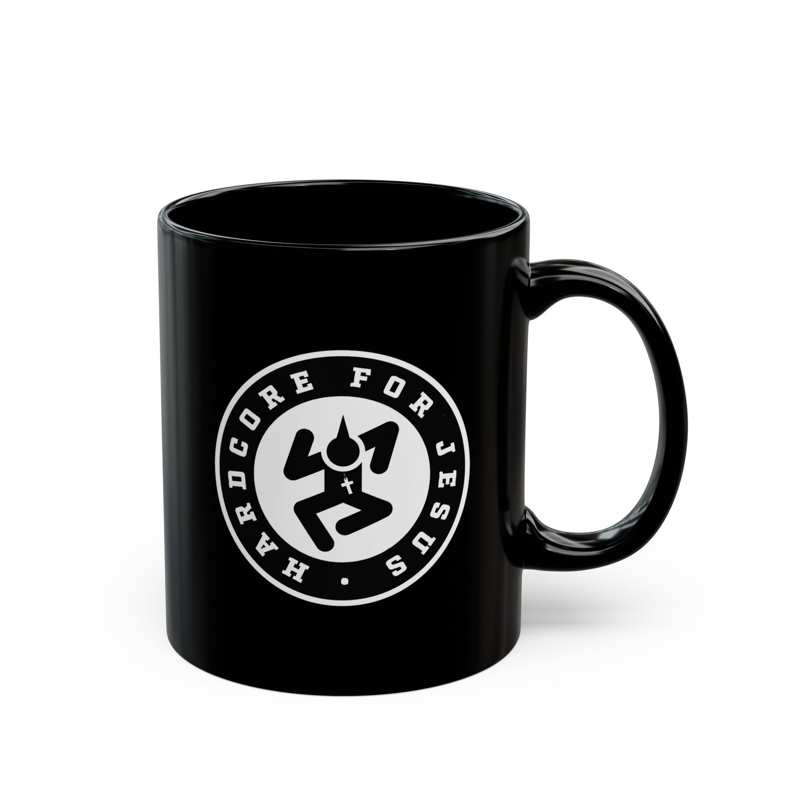 Hardcore For Jesus Logo 11oz Black Mugs - Image 3