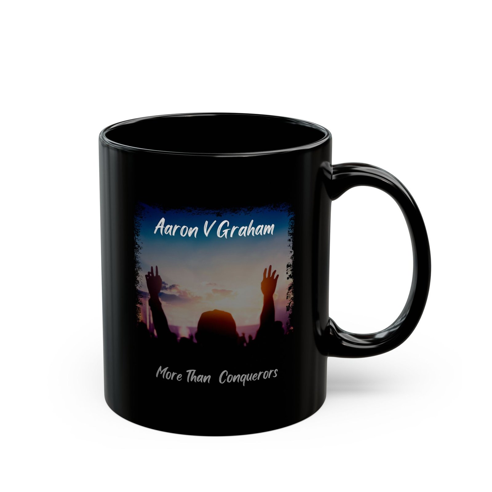 Aaron V Graham - More Than Conquerors 11oz Black Mugs - Image 3