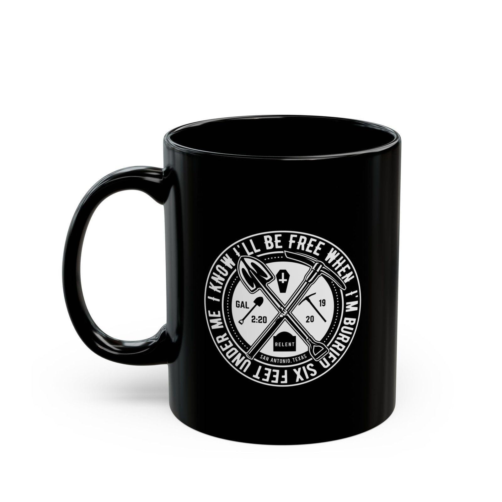 Relent - Six Feet Under 11oz Black Mugs