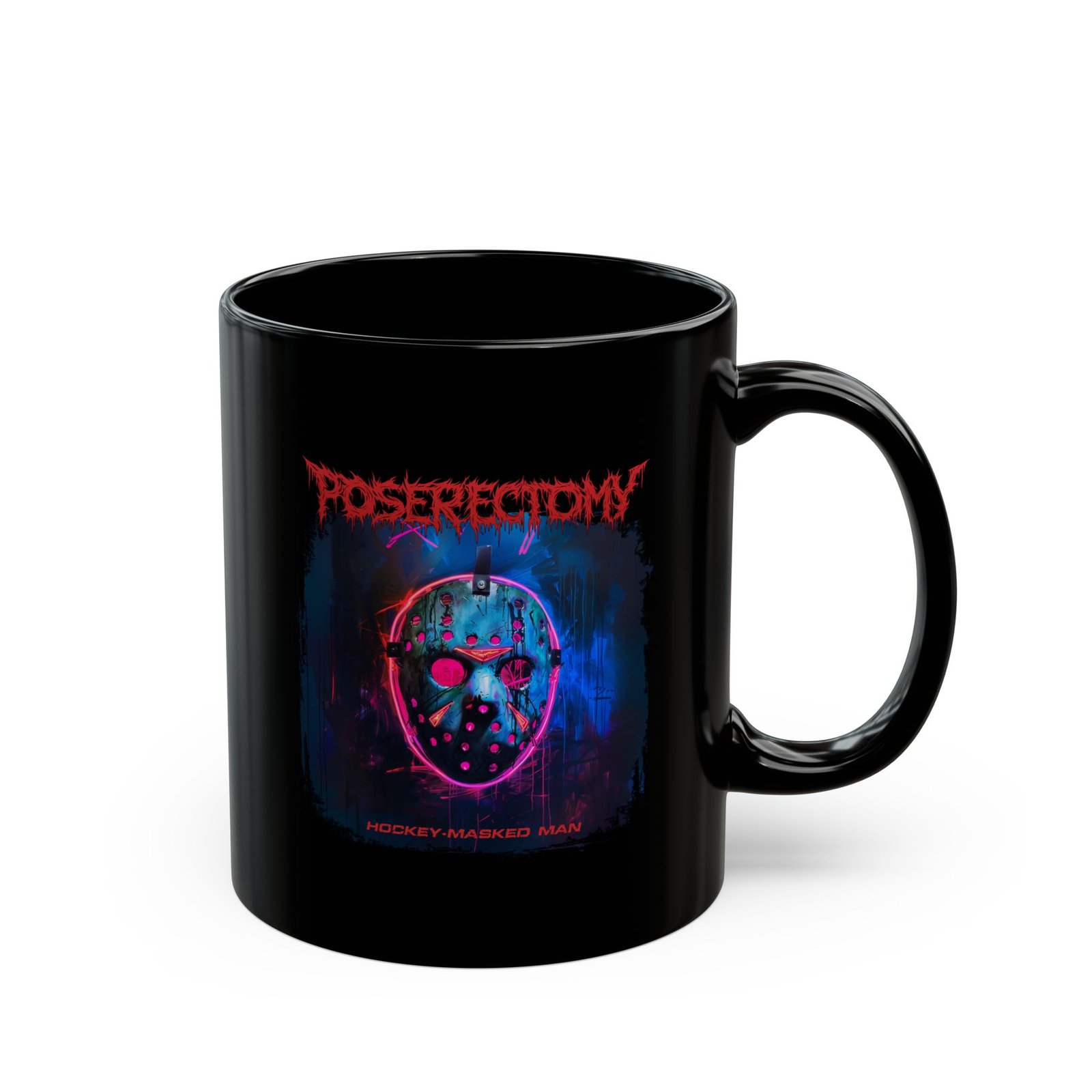 Poserectomy - Hockey-Masked Man (Broken Curfew Records) 11oz Black Mugs - Image 3