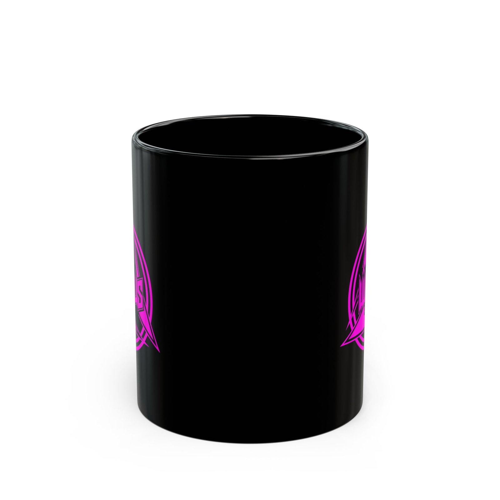 Wanus Pink Logo 11oz Black Mugs - Image 2