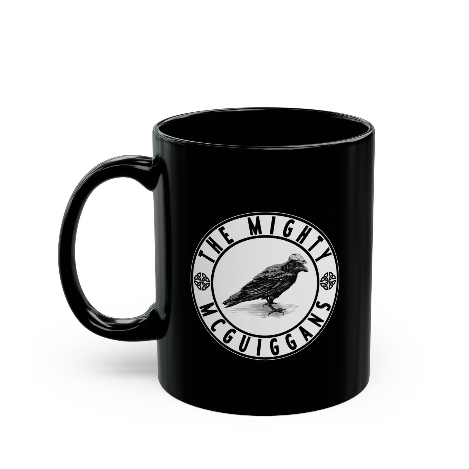 The Mighty McGuiggans BW Logo 11oz Black Mugs