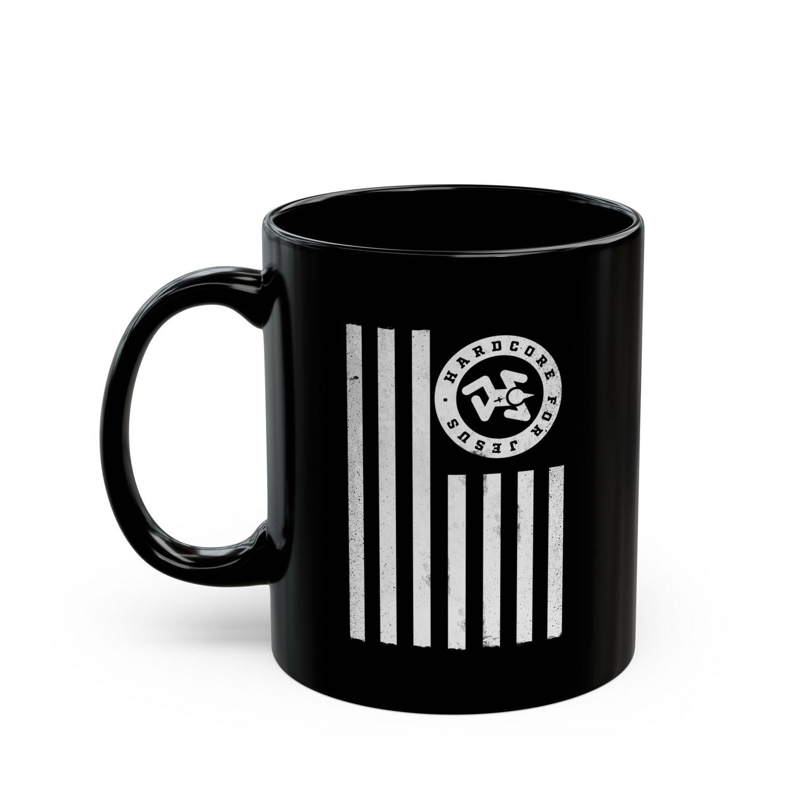 Hardcore For Jesus Flag 11oz Black Mugs